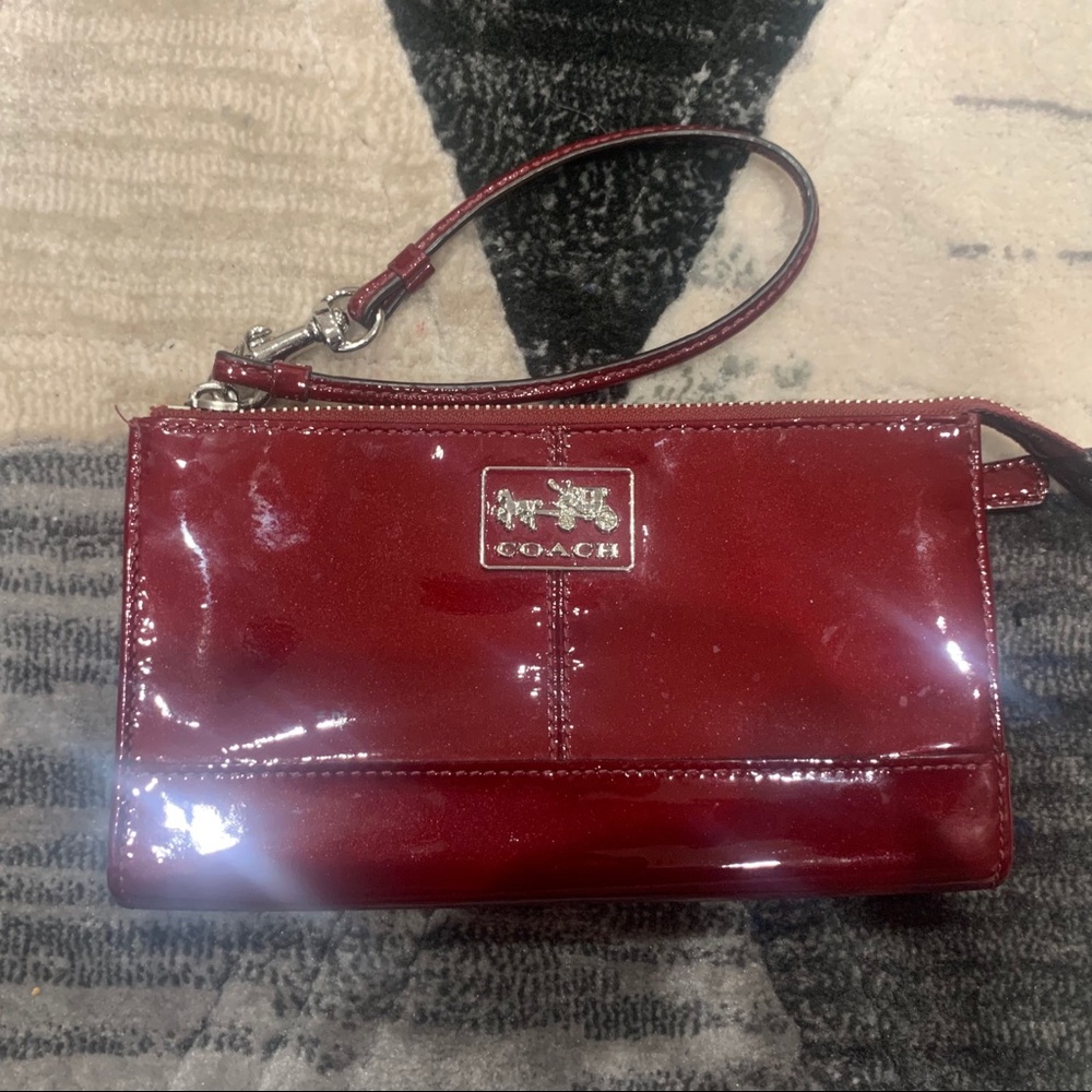 COACH Wristlet in Red Patent Leather
